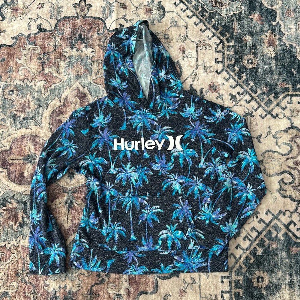Blue Hurley Girls Palm tree hoodie